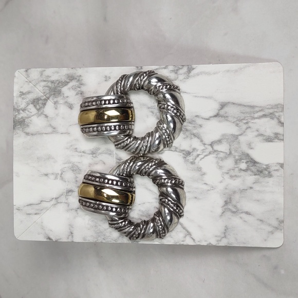 Brighton Two-Tone Door Knocker Earrings - Picture 6 of 6